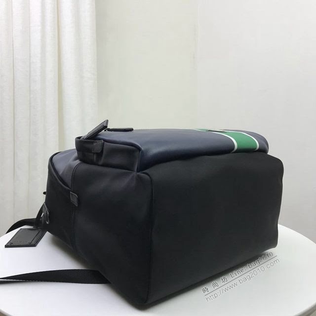 prada男包 普拉達專櫃2020爆款 2VZ066 Prada新款雙肩包 Prada男士後背包 黑+深藍+綠  pyd2040